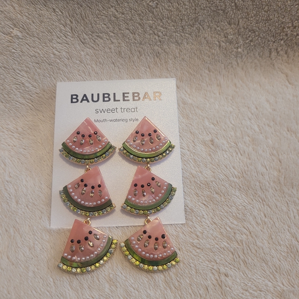 Baublebar Watermelon Triple Drop Pierced Earrings 🩷🩷🩷 - Picture 2 of 3